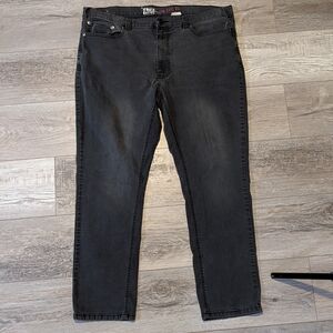 True Nation Washed Black Athletic-Fit Stretch Jeans